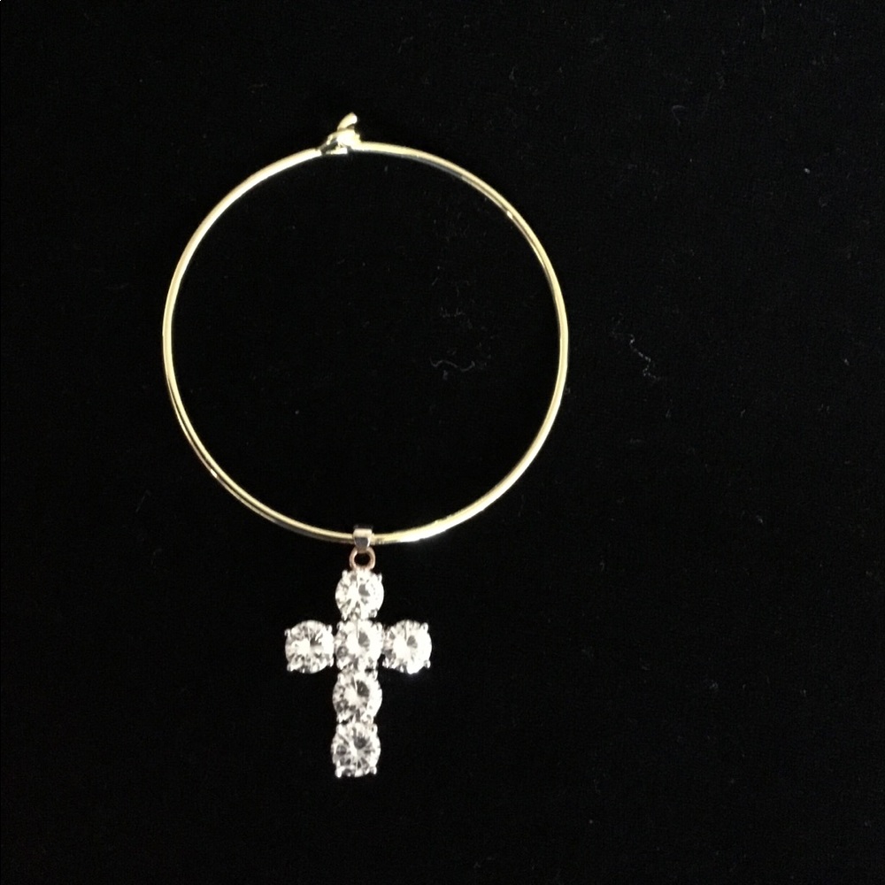 GOLD BANGEL BRACELET - CROSS